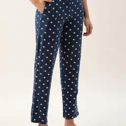 Clt.s Women Navy Blue & White Pure Cotton Printed Lounge Pants-image-16