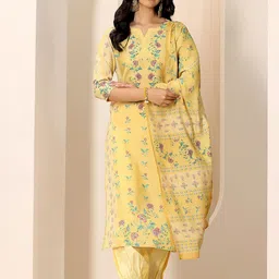 Libas Floral Printed Notch Neck Kurta With Salwar And Dupatta-image-16