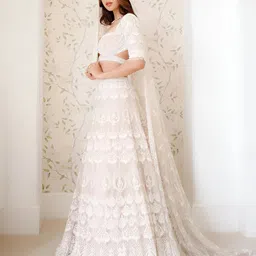 Trendmalls Embroidered Sequinned Semi-Stitched Lehenga & Unstitched Blouse With Dupatta-picture-30