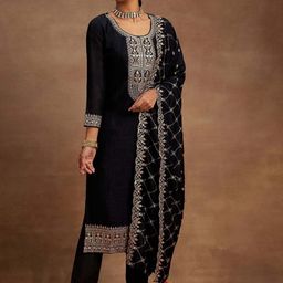 Libas Women Ethnic Motifs Yoke Design Regular Sequinned Kurta with Trousers & With Dupatta-picture-34