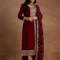 Libas Women Ethnic Motifs Yoke Design Regular Sequinned Kurta with Trousers & With Dupatta-picture-41