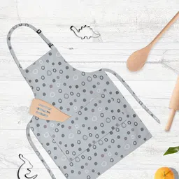ArtzFolio Hand Drawn Design D2 Kids Grey & White Printed Cotton Apron-2