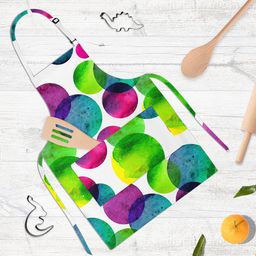 ArtzFolio Circles On White D2 Kids Green & White Printed Cotton Apron-10
