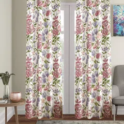 Trance Home Linen White & Purple 2 Pieces Floral Printed Cotton Door Curtains-image-80
