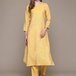 Readiprint Fashions Bandhani Printed Pure Silk Kurta With Trousers-picture-23