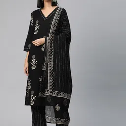 Readiprint Fashions Floral Printed Sequinned Pure Cotton Kurta with Trousers & Dupatta-picture-44