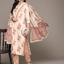 Readiprint Fashions Floral Printed Pure Cotton Kurta with Trousers & Dupatta-picture-26