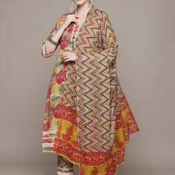 Readiprint Fashions Women Ethnic Motifs Pure Cotton Kurta with Trousers & With Dupatta-36