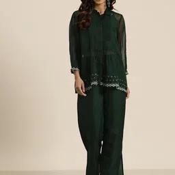 HERE&NOW Women Embroidered Ethnic Co-Ords Set-picture-11