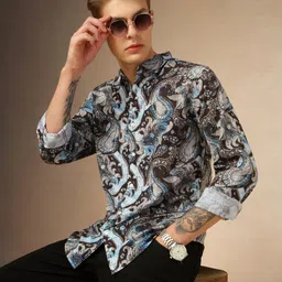 Dennis Lingo Classic Floral Floral Printed Spread Collar Cotton Casual Shirt-image-94