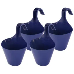Kuber Industries Pack of 4 Navy Blue Solid Single Hook Planters-10