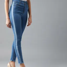 DOLCE CRUDO Women Blue Skinny Fit High-Rise Clean Look Stretchable Jeans-picture-29