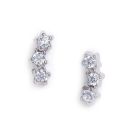 Luxevogue 92.5 Silver Rhodium Plated Floral Cubic Zirconia Studs Earrings-image-89