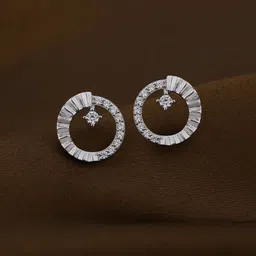 DressBerry Rhodium-Plated 925 Sterling Silver CZ Circular Studs Earrings-57
