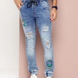 Harvard Men Mildly Distressed Printed Stretchable Slim Fit Jogger Style Jeans-image-11