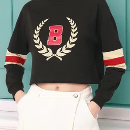 DressBerry Varsity Cool Printed Cotton Terry Boxy Crop Sweatshirt-picture-50