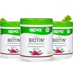 OZiva Set Of 3 Plant Based Biotin Powder For Hair Growth With Amla - Lemon - 125g Each-image-60