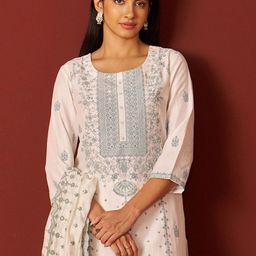Indo Era Women Floral Yoke Design Kurta with Trousers & Dupatta-picture-17