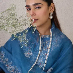 Indo Era Women Floral Embroidered Kurta with Trousers & Dupatta-45