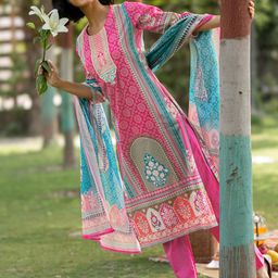 Libas Women Ethnic Motifs Printed Kurta with Trousers & Dupatta-picture-47