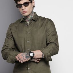 The Indian Garage Co Slim Fit Self-Checked Casual Shirt-picture-21