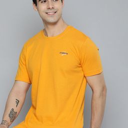 HERE&NOW Men Yellow Pure Cotton T-shirt-image-41