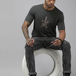 Roadster Men Teal Printed Pure Cotton T-shirt-image-41