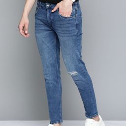Mast & Harbour Men Slim Tapered Fit Low Distressed Light Fade Stretchable Jeans-image-44