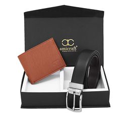 amicraft Men Black & Brown Solid Accessory Gift Set-image-41