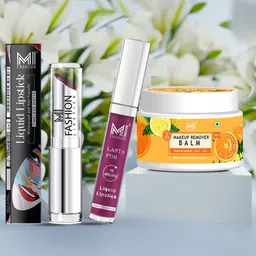 MI FASHION Set of Creamy Matte Lipstick & Liquid Lipstick with Makeup Remover Balm-image-79