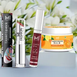 MI FASHION Set of Creamy Matte Lipstick & Liquid Lipstick with Makeup Remover Balm-9