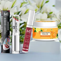 MI FASHION Set of Creamy Matte Lipstick & Liquid Lipstick with Makeup Remover Balm-image-81