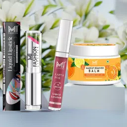 MI FASHION Set of Creamy Matte Lipstick & Liquid Lipstick with Makeup Remover Balm-17