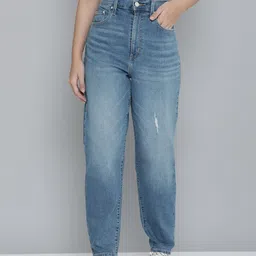 Levis Women Tapered Fit High-Rise Low Distress Light Fade Stretchable Jeans-image-69