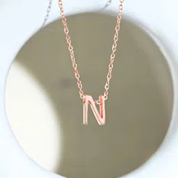 TOUCH925 Sterling Silver Rose Gold-Plated N-Alphabet Pendants with Chains-55