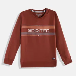 Monte Carlo Boys Rust Orange & White Typography Printed Sweatshirt-image-75