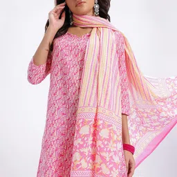 Anouk Pure Cotton Printed Kurta with Trousers & Dupatta-image-5