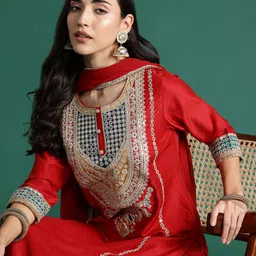 Indo Era Ethnic Motifs Embroidered Kurta with Trousers & With Dupatta-55