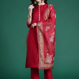 Indo Era Ethnic Motifs Embroidered Regular Kurta with Trousers & Dupatta-16