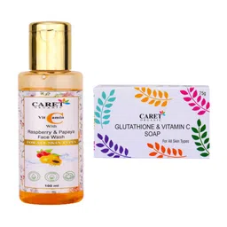 CARET ORGANIC Raspberry & Papaya Face Wash 100 ml With Glutathione & Vitamin C Soap-28