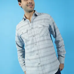 Mast & Harbour Spread Collar Checked Casual Pure Cotton Shirt-image-57