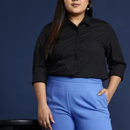 Hancock Women Plus Size Solid Formal Shirt-19