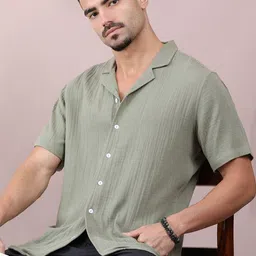 FILORI STUDIO Cuban Collar Short Sleeves Casual Cotton Shirt-picture-16