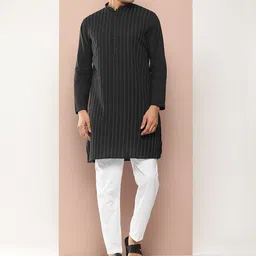 See Designs Men Embroidered Kantha Work Pure Cotton Kurta with Pyjamas-image-83