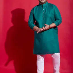 bigbanana Plus Size Mandarin Collar Long Sleeves Cotton Kurta-image-6