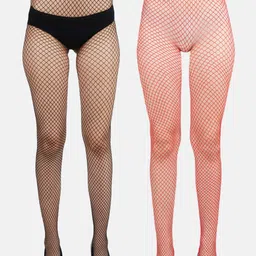 N2S NEXT2SKIN Women Pack Of 2 Patterned Fishnet Pantyhose Stockings-image-40