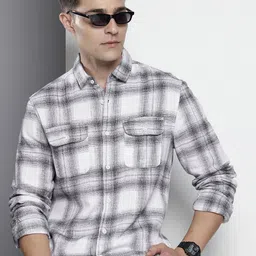 The Indian Garage Co Slim Fit Checked Pure Cotton Casual Shirt-image-54