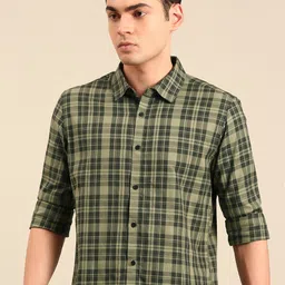 Being Human Pure Cotton Slim Fit Opaque Checked Casual Shirt-picture-20