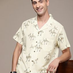 DENNISON Men Cream-Coloured Regular Fit Printed Casual Shirt-image-37
