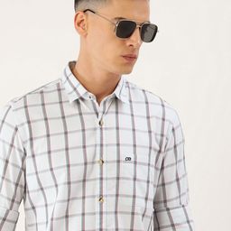 Peter England Men Slim Fit Checked  Pure Cotton Casual Shirt-image-30